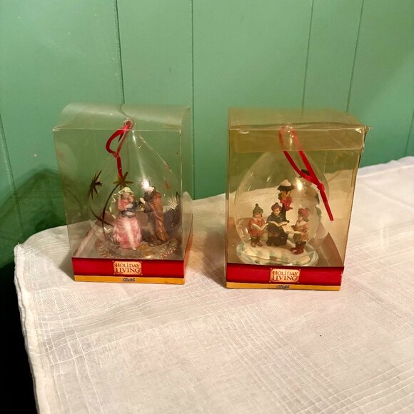 Holiday Living Cherish Glass Christmas Carolers & Nativity Ornament Lot of 2 - Picture 1 of 5